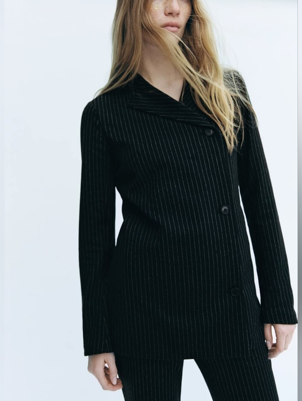Zara ZW Limited Collection Pinstripe Double Breasted Blazer
